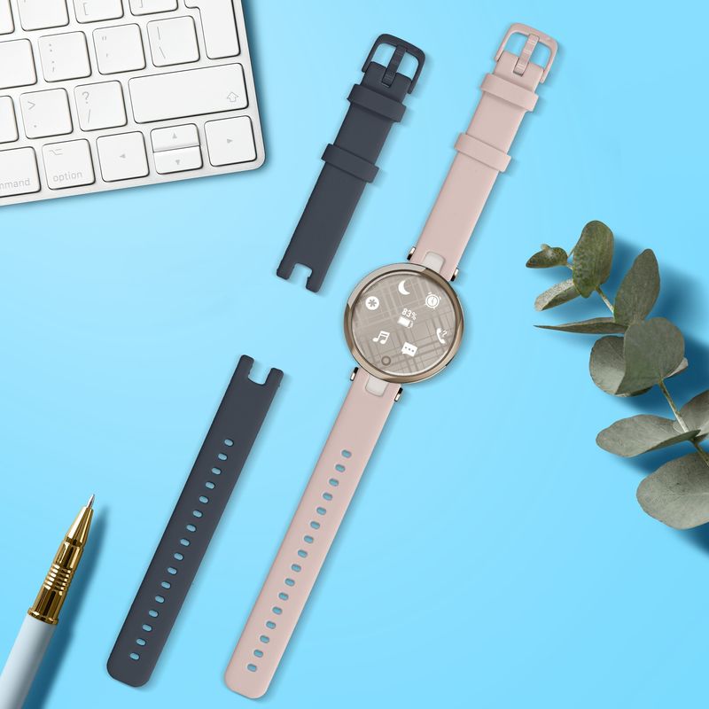 Laptop, Telefoane si Tablete - Wearables si gadgeturi - Wearables - Accesorii wearables - Set 2 curele pentru smartwatch Kwmobile pentru Garmin Lily Sport, curea reglabila, silicon, gri, roz - Infinity.ro
