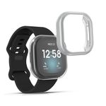 Laptop, Telefoane si Tablete - Wearables si gadgeturi - Wearables - Accesorii wearables - Set 2 huse smartwatch Kwmobile pentru Fitbit Versa 3, Sense, antizgarieturi, flexibil, silicon, transparent, argintiu - Infinity.ro
