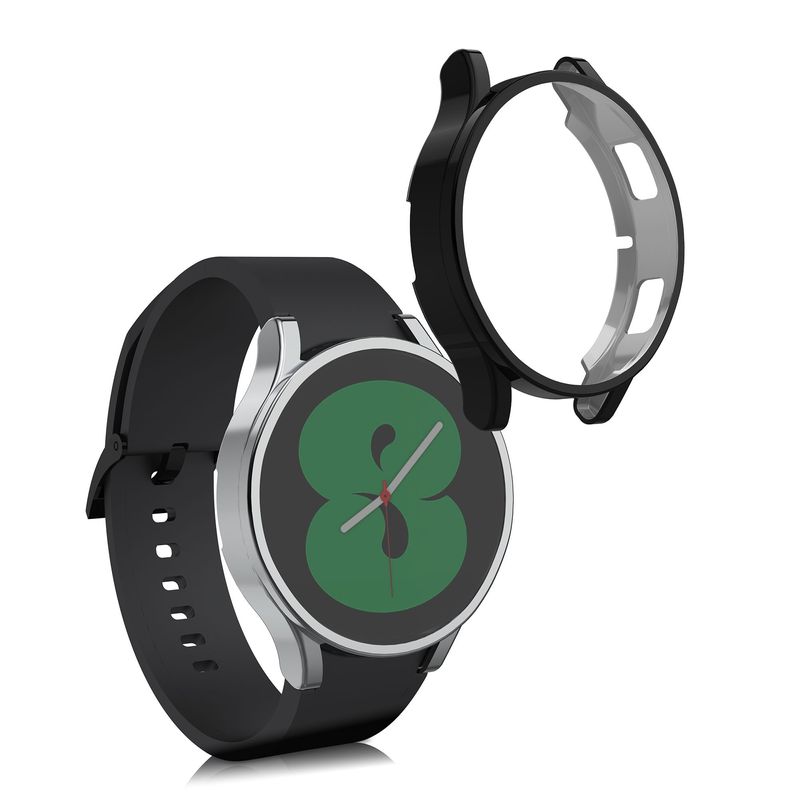 Laptop, Telefoane si Tablete - Wearables si gadgeturi - Wearables - Accesorii wearables - Set 2 huse smartwatch Kwmobile pentru Samsung Galaxy Watch 4 (40 mm), antizgarieturi, flexibil, silicon, negru, argintiu - Infinity.ro
