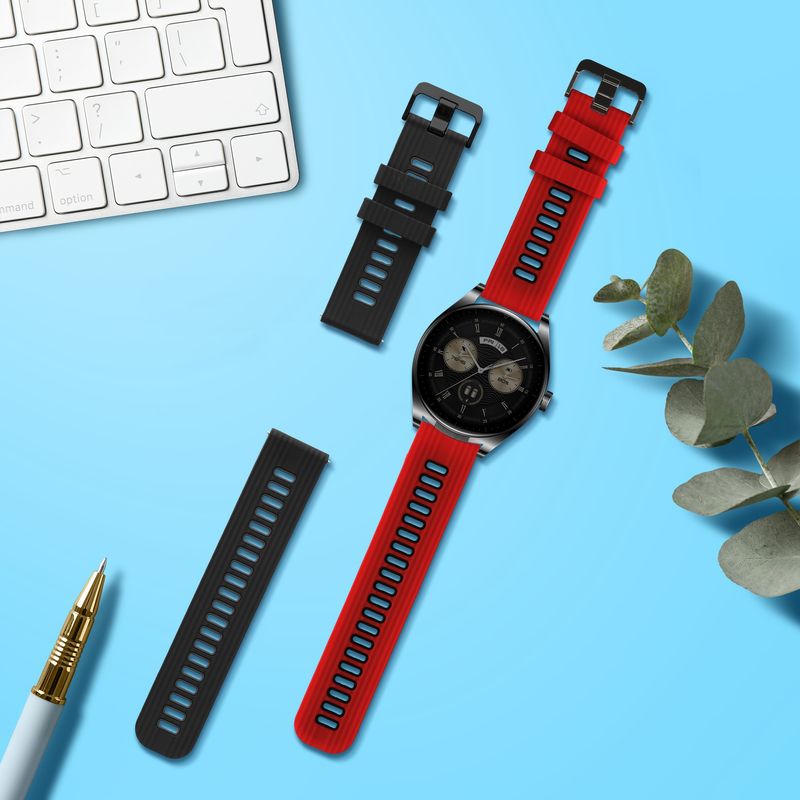 Laptop, Telefoane si Tablete - Wearables si gadgeturi - Wearables - Accesorii wearables - Set 2 curele smartwatch Kwmobile pentru Huawei Watch Buds, Watch GT 3 SE, reglabila, antizgarieturi, silicon, multicolor - Infinity.ro