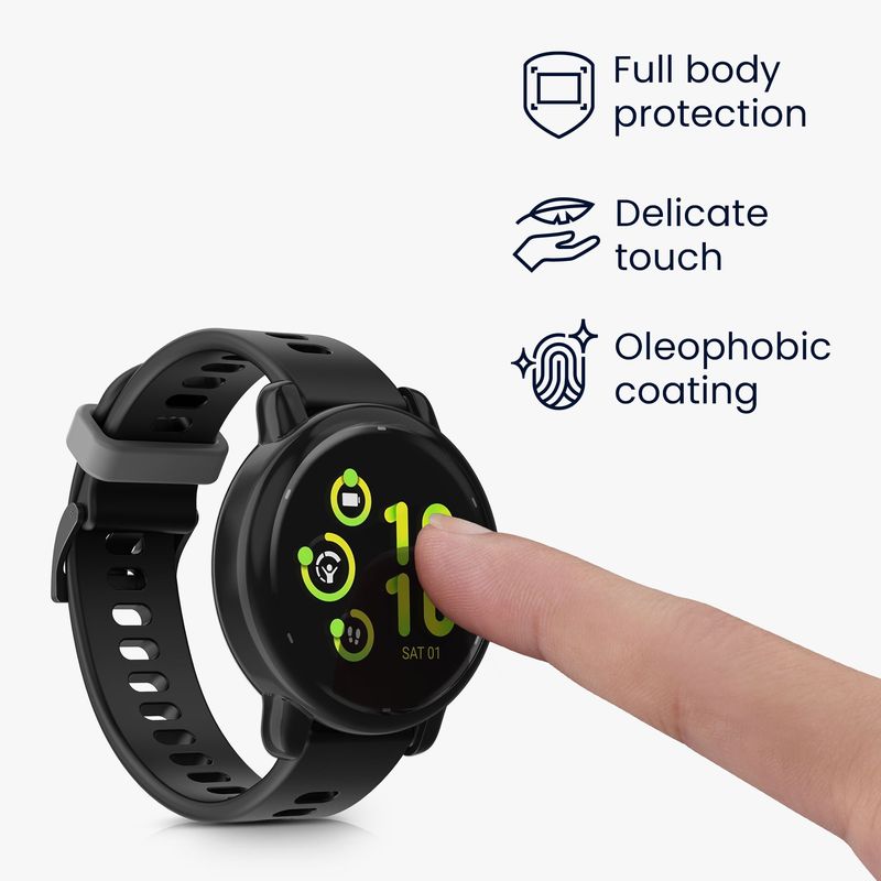 Laptop, Telefoane si Tablete - Wearables si gadgeturi - Wearables - Accesorii wearables - Set 2 huse smartwatch Kwmobile pentru Garmin vivoactive 5, active 5, antizgarieturi, flexibil, silicon, negru, argintiu - Infinity.ro