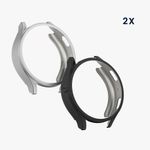 Laptop, Telefoane si Tablete - Wearables si gadgeturi - Wearables - Accesorii wearables - Set 2 huse smartwatch Kwmobile pentru Samsung Galaxy Watch 7 44 mm, antizgarieturi, flexibil, silicon, negru, argintiu - Infinity.ro