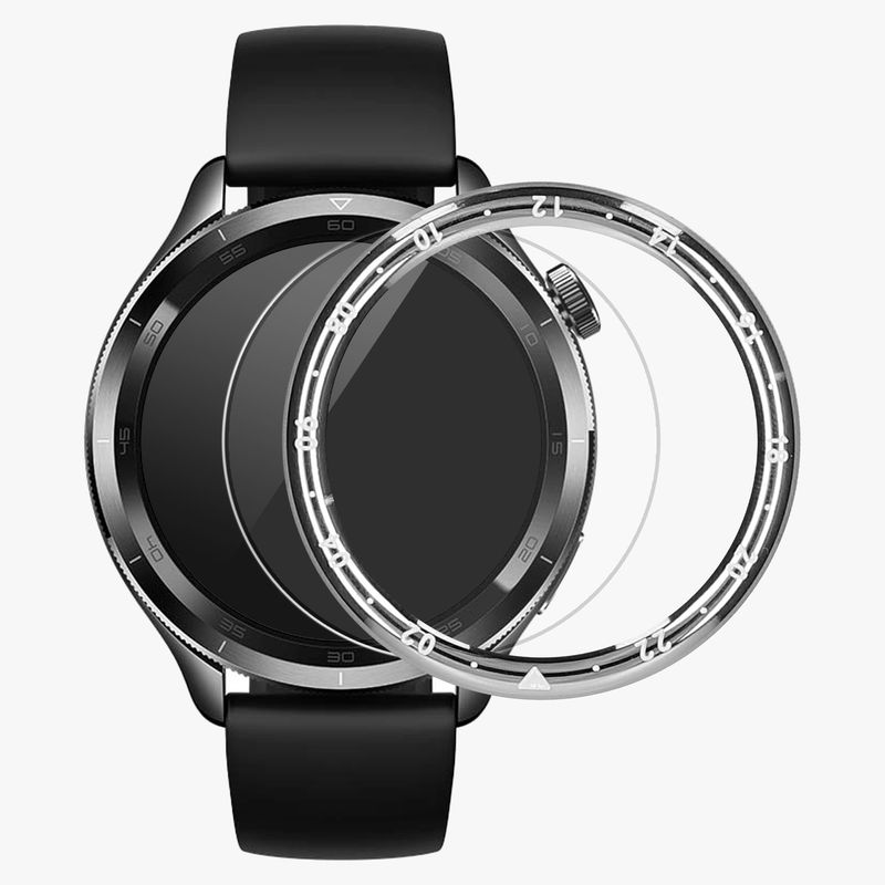 Laptop, Telefoane si Tablete - Wearables si gadgeturi - Wearables - Accesorii wearables - Rama smartwatch Kwmobile pentru Xiaomi Watch S4, Watch S4 eSIM, Watch S3, antizgarieturi, antipraf, aluminiu, argintiu - Infinity.ro