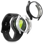Laptop, Telefoane si Tablete - Wearables si gadgeturi - Wearables - Accesorii wearables - Set 2 huse smartwatch Kwmobile pentru Samsung Galaxy Watch 7 44 mm, antizgarieturi, flexibil, silicon, negru, argintiu - Infinity.ro