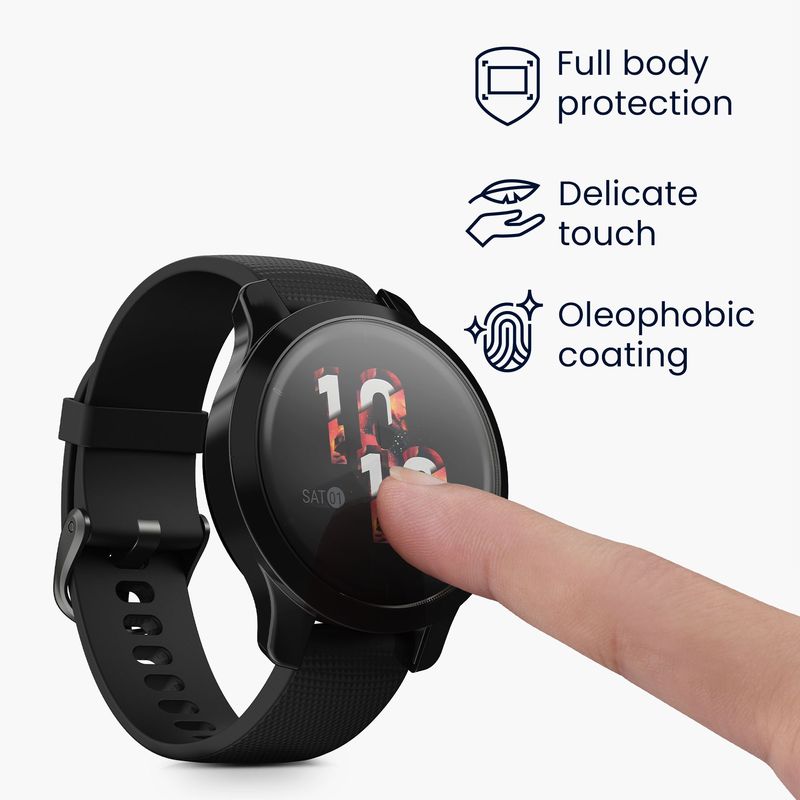 Laptop, Telefoane si Tablete - Wearables si gadgeturi - Wearables - Accesorii wearables - Set 2 huse smartwatch Kwmobile pentru Garmin Venu 2S, vivoactive 4S, antizgarieturi, flexibil, silicon, argintiu, gri - Infinity.ro