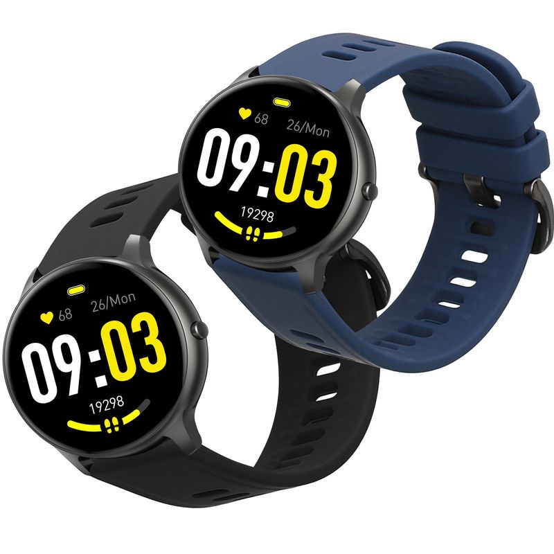 Laptop, Telefoane si Tablete - Wearables si gadgeturi - Wearables - Accesorii wearables - Set 2 curele pentru smartwatch Kwmobile pentru AGPTEK LW11, curea reglabila, silicon, negru, albastru - Infinity.ro