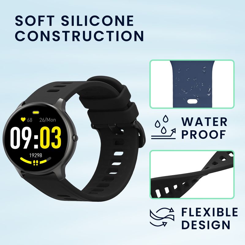 Laptop, Telefoane si Tablete - Wearables si gadgeturi - Wearables - Accesorii wearables - Set 2 curele pentru smartwatch Kwmobile pentru AGPTEK LW11, curea reglabila, silicon, negru, albastru - Infinity.ro