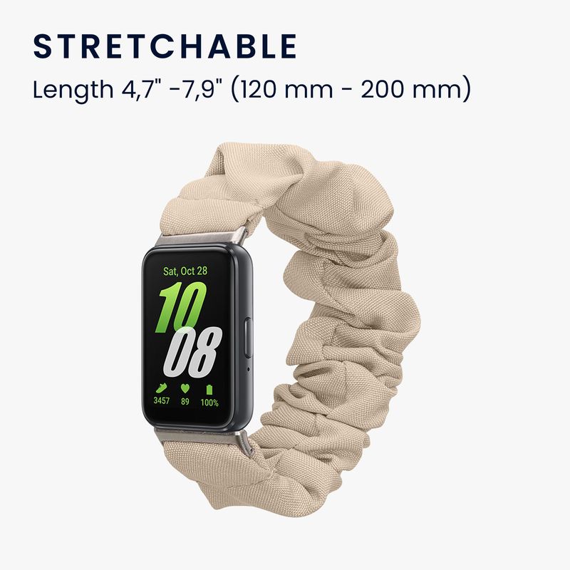 Laptop, Telefoane si Tablete - Wearables si gadgeturi - Wearables - Accesorii wearables - Curea pentru smartwatch Kwmobile pentru Samsung Galaxy Fit 3, material flexibil, bumbac, bej - Infinity.ro