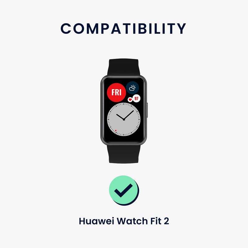 Laptop, Telefoane si Tablete - Wearables si gadgeturi - Wearables - Accesorii wearables - Curea pentru smartwatch Kwmobile pentru Huawei Watch Fit 2, curea reglabila, piele naturala, silicon, negru - Infinity.ro