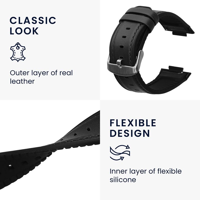 Laptop, Telefoane si Tablete - Wearables si gadgeturi - Wearables - Accesorii wearables - Curea pentru smartwatch Kwmobile pentru Huawei Watch Fit 2, curea reglabila, piele naturala, silicon, negru - Infinity.ro