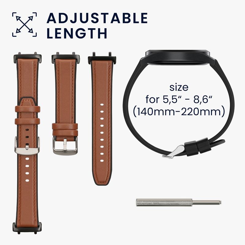 Laptop, Telefoane si Tablete - Wearables si gadgeturi - Wearables - Accesorii wearables - Curea pentru smartwatch Kwmobile pentru Amazfit T-Rex 3, curea reglabila, piele naturala, silicon, maro, negru - Infinity.ro