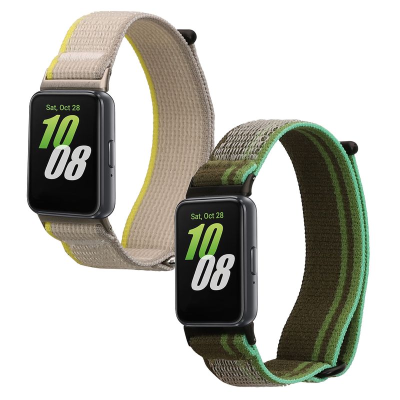Laptop, Telefoane si Tablete - Wearables si gadgeturi - Wearables - Accesorii wearables - Set 2 curele pentru smartwatch Kwmobile pentru Samsung Galaxy Fit 3, curea reglabila, nailon, verde, gri - Infinity.ro