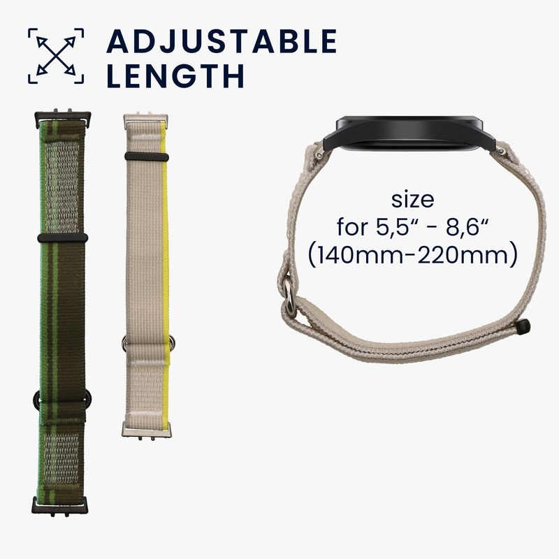 Laptop, Telefoane si Tablete - Wearables si gadgeturi - Wearables - Accesorii wearables - Set 2 curele pentru smartwatch Kwmobile pentru Samsung Galaxy Fit 3, curea reglabila, nailon, verde, gri - Infinity.ro