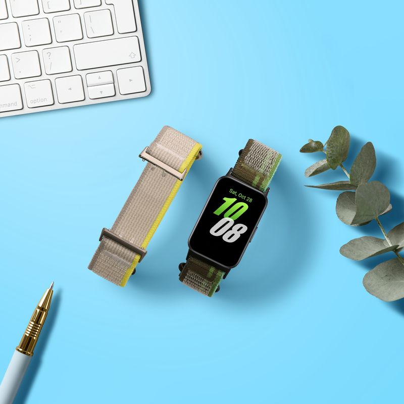 Laptop, Telefoane si Tablete - Wearables si gadgeturi - Wearables - Accesorii wearables - Set 2 curele pentru smartwatch Kwmobile pentru Samsung Galaxy Fit 3, curea reglabila, nailon, verde, gri - Infinity.ro