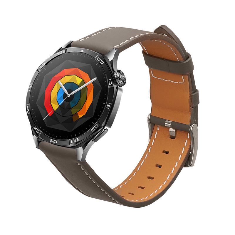 Laptop, Telefoane si Tablete - Wearables si gadgeturi - Wearables - Accesorii wearables - Curea Kwmobile pentru Huawei Watch GT 5 46 mm, GT 5 Pro 46 mm, GT 4 46 mm, Watch GT 3 SE, reglabila, piele naturala, gri - Infinity.ro