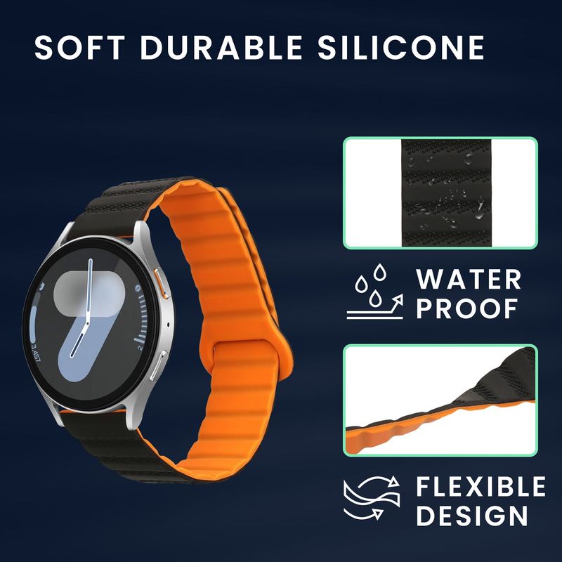 Laptop, Telefoane si Tablete - Wearables si gadgeturi - Wearables - Accesorii wearables - Curea Kwmobile pentru Samsung Galaxy Watch 4, Galaxy Watch 5, Galaxy Watch 6, Galaxy Watch 7, silicon, negru, portocaliu - Infinity.ro