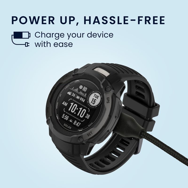 Laptop, Telefoane si Tablete - Wearables si gadgeturi - Wearables - Accesorii wearables - Cablu alimentare Kwmobile pentru Garmin Instinct, Fenix, vivoactive, Venu, incarcare, plastic, negru - Infinity.ro
