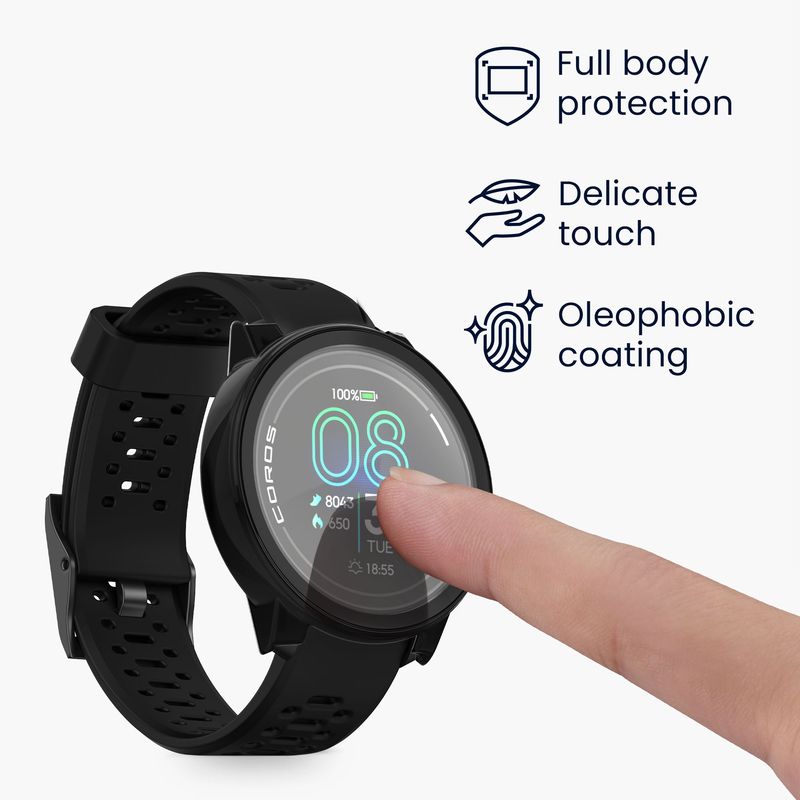 Laptop, Telefoane si Tablete - Wearables si gadgeturi - Wearables - Accesorii wearables - Set 2 huse pentru smartwatch Kwmobile pentru Coros PACE Pro, protectie la zgarieturi, sticla temperata, plastic, negru - Infinity.ro