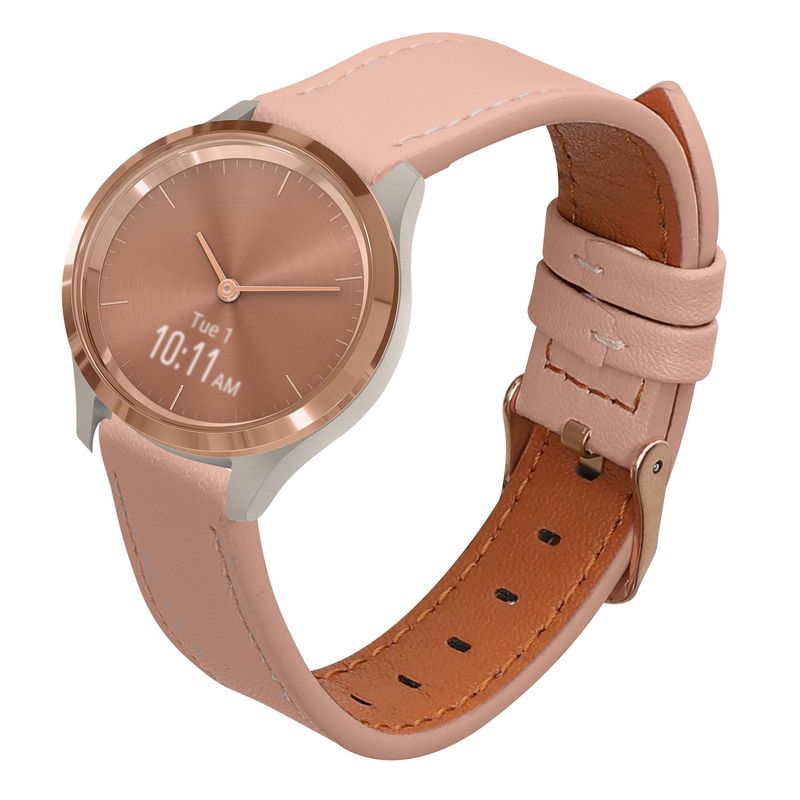 Laptop, Telefoane si Tablete - Wearables si gadgeturi - Wearables - Accesorii wearables - Curea pentru smartwatch Kwmobile pentru Garmin vivomove 3S, vivoactive 4S, curea reglabila, piele naturala, roz - Infinity.ro