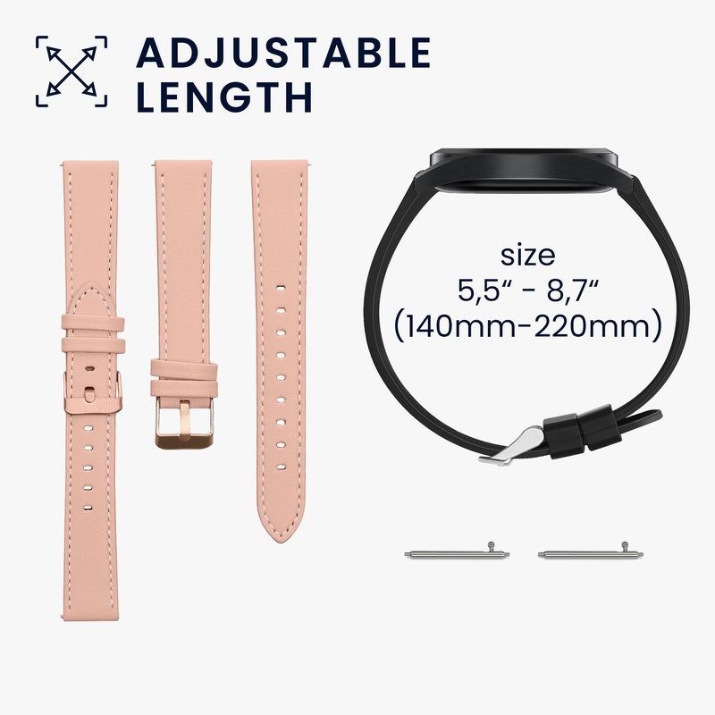 Laptop, Telefoane si Tablete - Wearables si gadgeturi - Wearables - Accesorii wearables - Curea pentru smartwatch Kwmobile pentru Garmin vivomove 3S, vivoactive 4S, curea reglabila, piele naturala, roz - Infinity.ro
