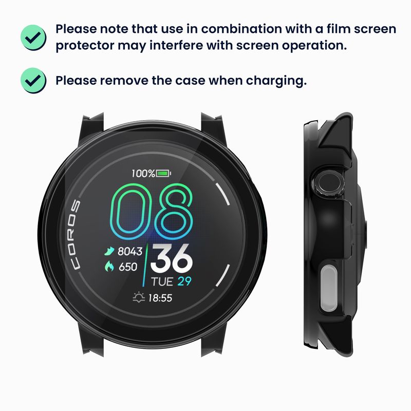 Laptop, Telefoane si Tablete - Wearables si gadgeturi - Wearables - Accesorii wearables - Set 2 huse pentru smartwatch Kwmobile pentru Coros PACE Pro, protectie la zgarieturi, sticla temperata, plastic, negru - Infinity.ro