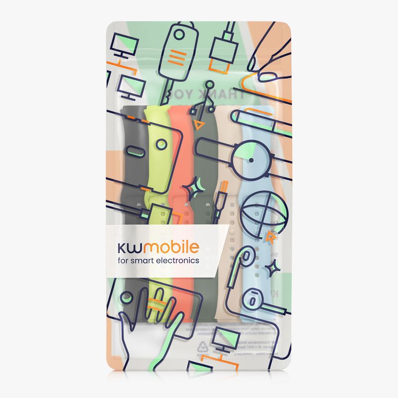 Laptop, Telefoane si Tablete - Wearables si gadgeturi - Wearables - Accesorii wearables - Set 6 curele pentru smartwatch Kwmobile pentru Xiaomi Redmi Watch 3 Active, curea reglabila, silicon, multicolor - Infinity.ro