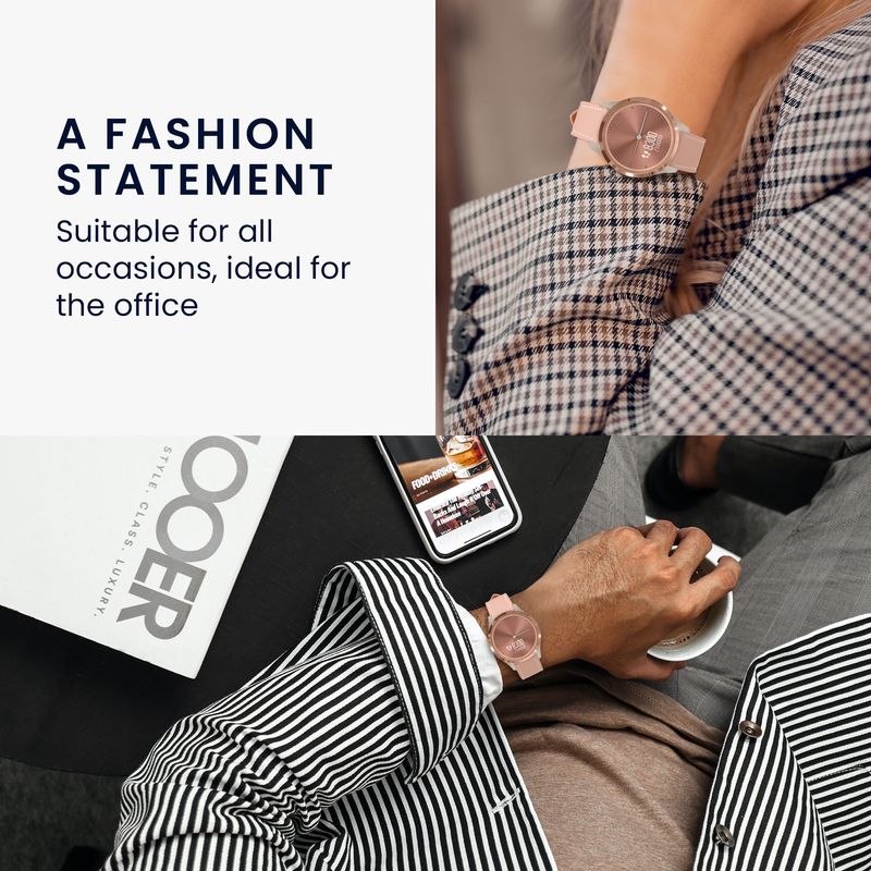 Laptop, Telefoane si Tablete - Wearables si gadgeturi - Wearables - Accesorii wearables - Curea pentru smartwatch Kwmobile pentru Garmin vivomove 3S, vivoactive 4S, curea reglabila, piele naturala, roz - Infinity.ro