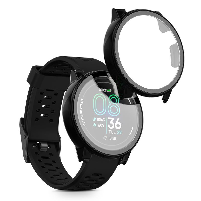 Laptop, Telefoane si Tablete - Wearables si gadgeturi - Wearables - Accesorii wearables - Set 2 huse pentru smartwatch Kwmobile pentru Coros PACE Pro, protectie la zgarieturi, sticla temperata, plastic, negru - Infinity.ro