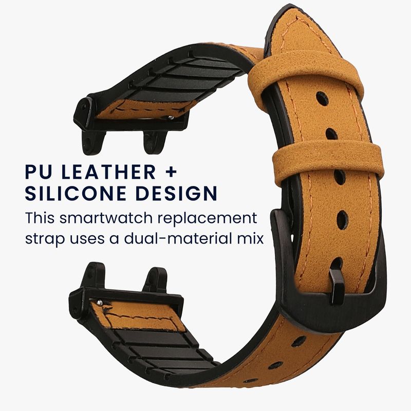 Laptop, Telefoane si Tablete - Wearables si gadgeturi - Wearables - Accesorii wearables - Curea pentru smartwatch Kwmobile pentru Amazfit Active Edge (A2212), curea reglabila, piele ecologica, silicon, maro - Infinity.ro