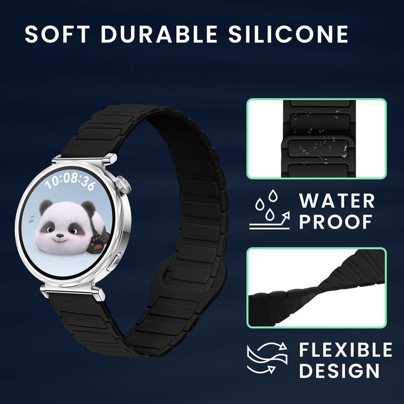 Laptop, Telefoane si Tablete - Wearables si gadgeturi - Wearables - Accesorii wearables - Curea pentru smartwatch Kwmobile pentru Huawei Watch GT 5 41 mm, GT 5 Pro 42 mm, inchidere magnetica, silicon, negru - Infinity.ro