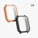 Laptop, Telefoane si Tablete - Wearables si gadgeturi - Wearables - Accesorii wearables - Set 2 huse smartwatch Kwmobile pentru Xiaomi Redmi Watch 5 Active, antizgarieturi, flexibil, silicon, negru, auriu - Infinity.ro