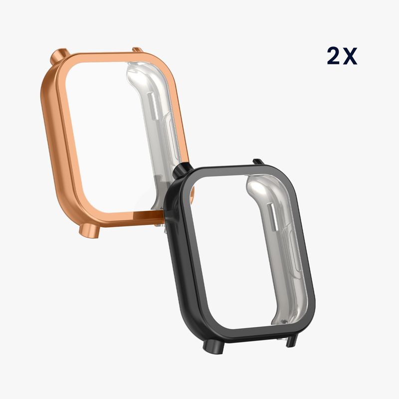 Laptop, Telefoane si Tablete - Wearables si gadgeturi - Wearables - Accesorii wearables - Set 2 huse smartwatch Kwmobile pentru Xiaomi Redmi Watch 5 Active, antizgarieturi, flexibil, silicon, negru, auriu - Infinity.ro