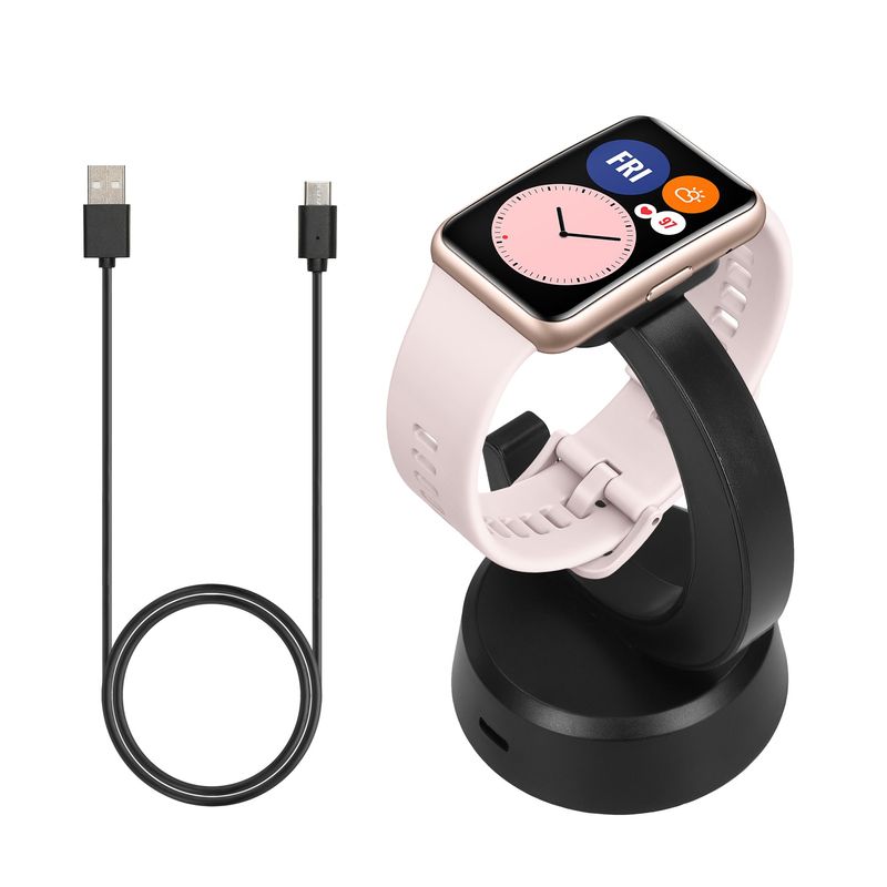 Laptop, Telefoane si Tablete - Wearables si gadgeturi - Wearables - Accesorii wearables - Docking stand Kwmobile pentru Huawei Watch Fit, Band 9, Band 8, Band 7, functie stand, fixare magnetica, plastic, negru - Infinity.ro