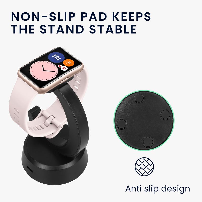 Laptop, Telefoane si Tablete - Wearables si gadgeturi - Wearables - Accesorii wearables - Docking stand Kwmobile pentru Huawei Watch Fit, Band 9, Band 8, Band 7, functie stand, fixare magnetica, plastic, negru - Infinity.ro