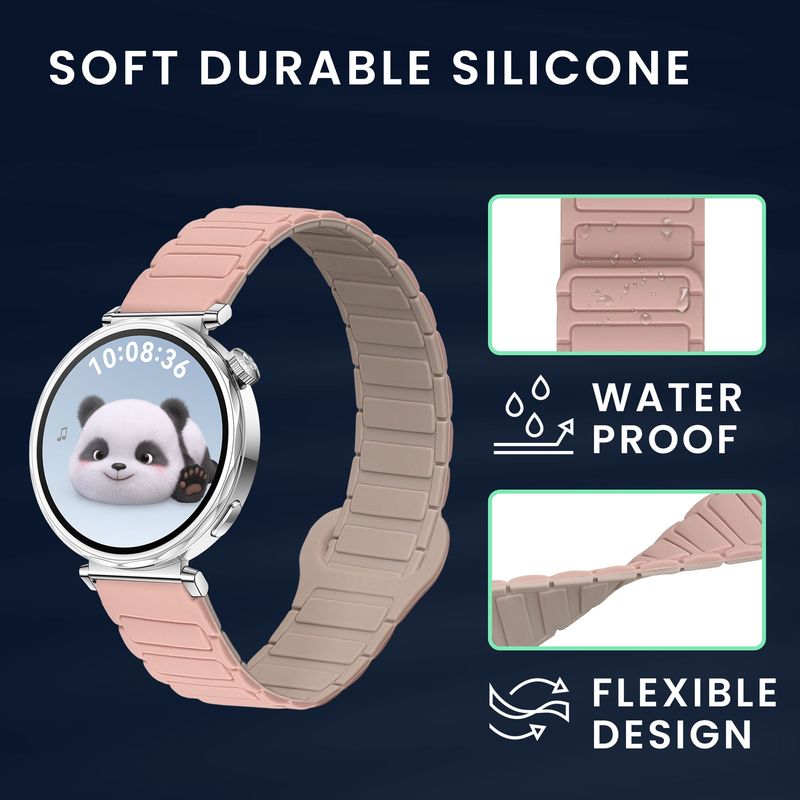 Laptop, Telefoane si Tablete - Wearables si gadgeturi - Wearables - Accesorii wearables - Curea pentru smartwatch Kwmobile pentru Huawei Watch GT 5 41 mm, GT 5 Pro 42 mm, inchidere magnetica, silicon, roz - Infinity.ro