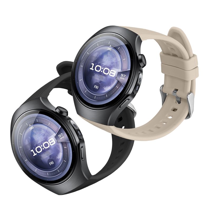 Laptop, Telefoane si Tablete - Wearables si gadgeturi - Wearables - Accesorii wearables - Set 2 curele pentru smartwatch Kwmobile pentru Huawei Watch 5 42 mm, curea reglabila, silicon, negru, bej - Infinity.ro