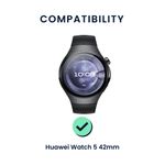 Laptop, Telefoane si Tablete - Wearables si gadgeturi - Wearables - Accesorii wearables - Set 2 curele pentru smartwatch Kwmobile pentru Huawei Watch 5 42 mm, curea reglabila, silicon, negru, bej - Infinity.ro