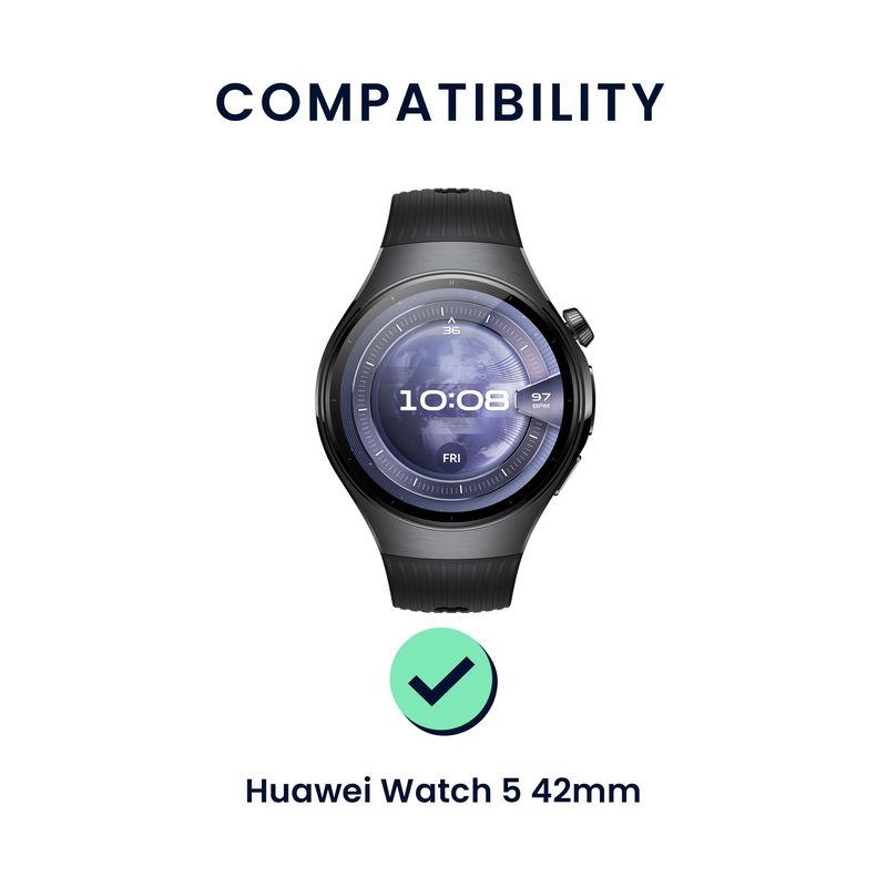 Laptop, Telefoane si Tablete - Wearables si gadgeturi - Wearables - Accesorii wearables - Set 2 curele pentru smartwatch Kwmobile pentru Huawei Watch 5 42 mm, curea reglabila, silicon, negru, bej - Infinity.ro