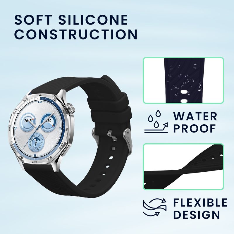 Laptop, Telefoane si Tablete - Wearables si gadgeturi - Wearables - Accesorii wearables - Set 2 curele smartwatch Kwmobile pentru Huawei Watch GT 5 46 mm, GT 5 Pro 46 mm, reglabila, silicon, negru, albastru - Infinity.ro