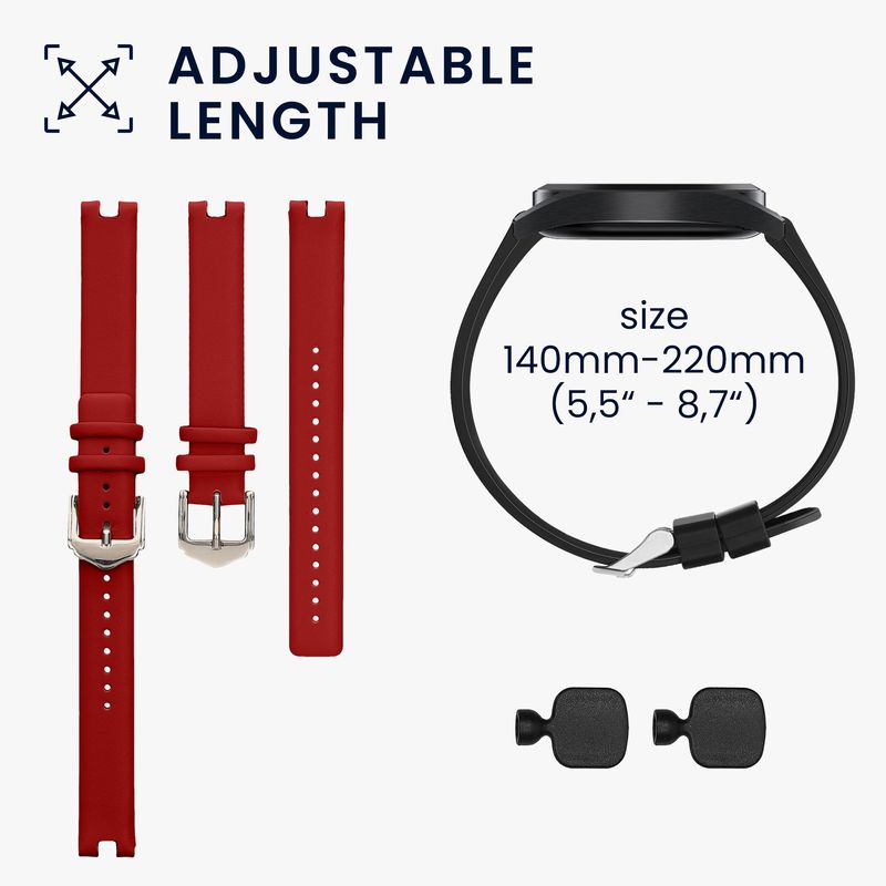Laptop, Telefoane si Tablete - Wearables si gadgeturi - Wearables - Accesorii wearables - Curea pentru smartwatch Kwmobile pentru Garmin Lily Sport, curea reglabila, piele naturala, rosu - Infinity.ro