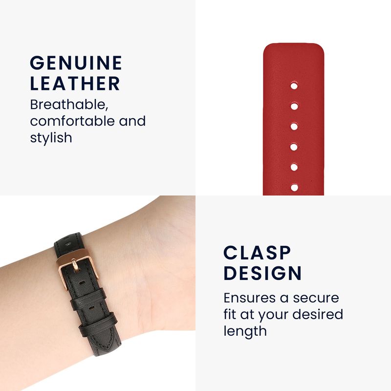 Laptop, Telefoane si Tablete - Wearables si gadgeturi - Wearables - Accesorii wearables - Curea pentru smartwatch Kwmobile pentru Garmin Lily Sport, curea reglabila, piele naturala, rosu - Infinity.ro