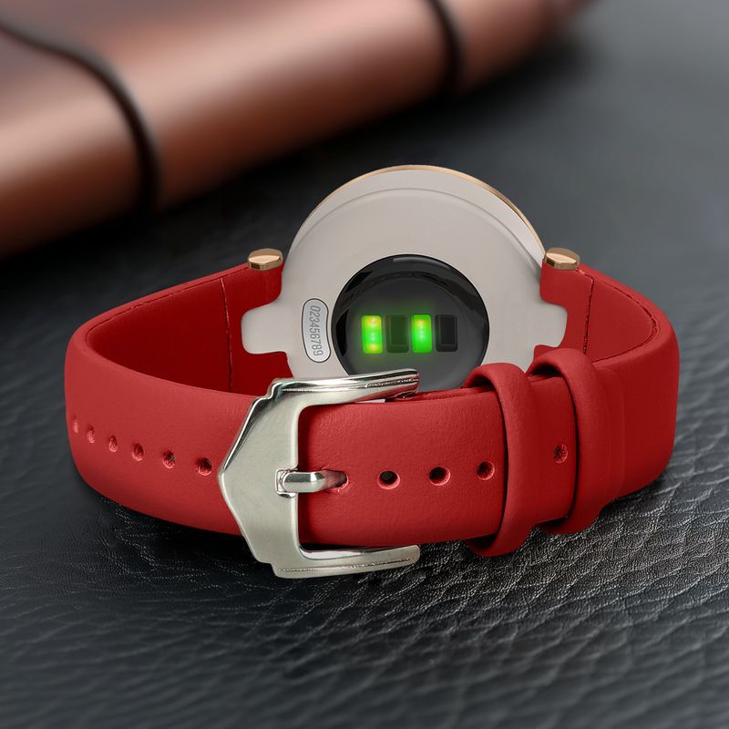 Laptop, Telefoane si Tablete - Wearables si gadgeturi - Wearables - Accesorii wearables - Curea pentru smartwatch Kwmobile pentru Garmin Lily Sport, curea reglabila, piele naturala, rosu - Infinity.ro
