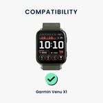 Laptop, Telefoane si Tablete - Wearables si gadgeturi - Wearables - Accesorii wearables - Curea pentru smartwatch Kwmobile pentru Garmin Venu X1, curea reglabila, nailon, verde - Infinity.ro
