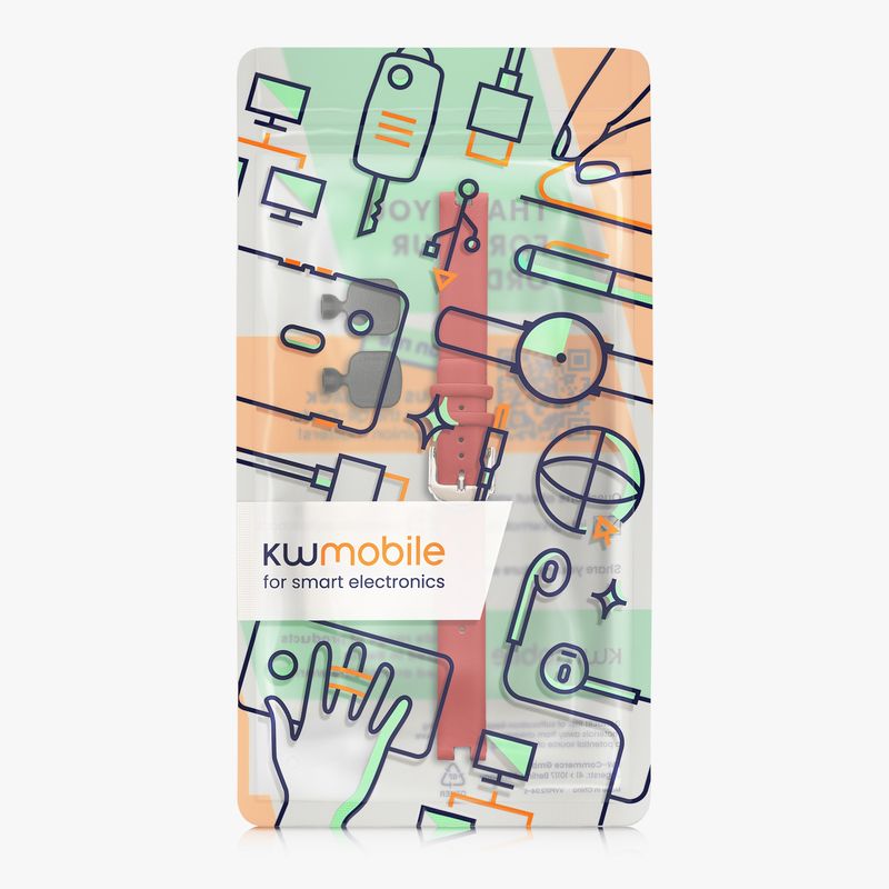 Laptop, Telefoane si Tablete - Wearables si gadgeturi - Wearables - Accesorii wearables - Curea pentru smartwatch Kwmobile pentru Garmin Lily Sport, curea reglabila, piele naturala, rosu - Infinity.ro
