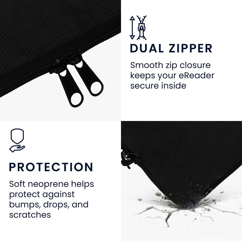 Laptop, Telefoane si Tablete - Ebook reader si accesorii - Accesorii eBook Reader - Husa pentru eBook Reader Kwmobile, protectie la socuri, neopren, textil, negru - Infinity.ro