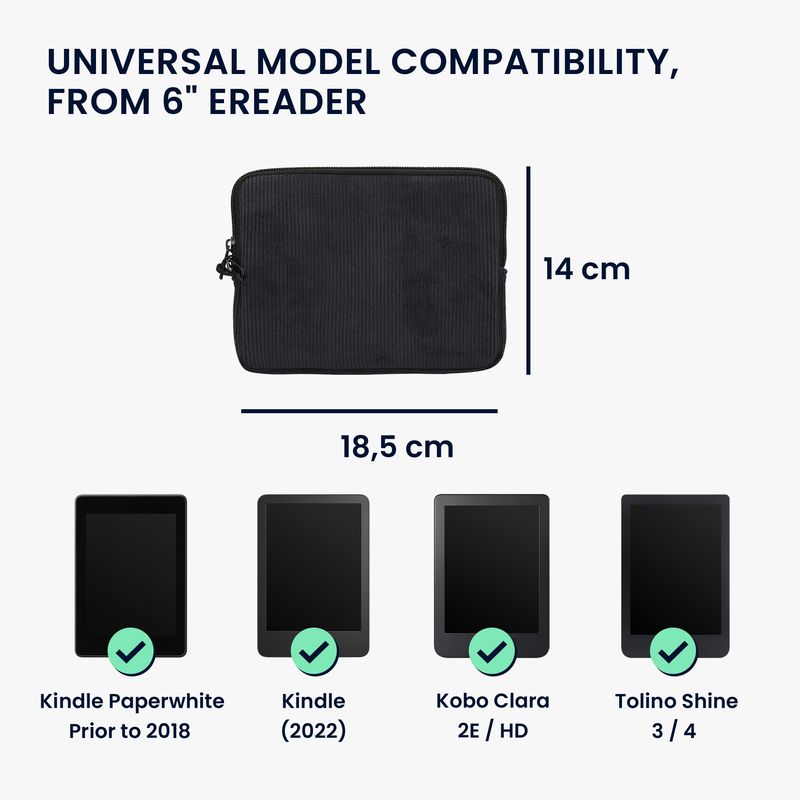 Laptop, Telefoane si Tablete - Ebook reader si accesorii - Accesorii eBook Reader - Husa pentru eBook Reader Kwmobile, protectie la socuri, protectie la zgarieturi, neopren, textil, albastru - Infinity.ro