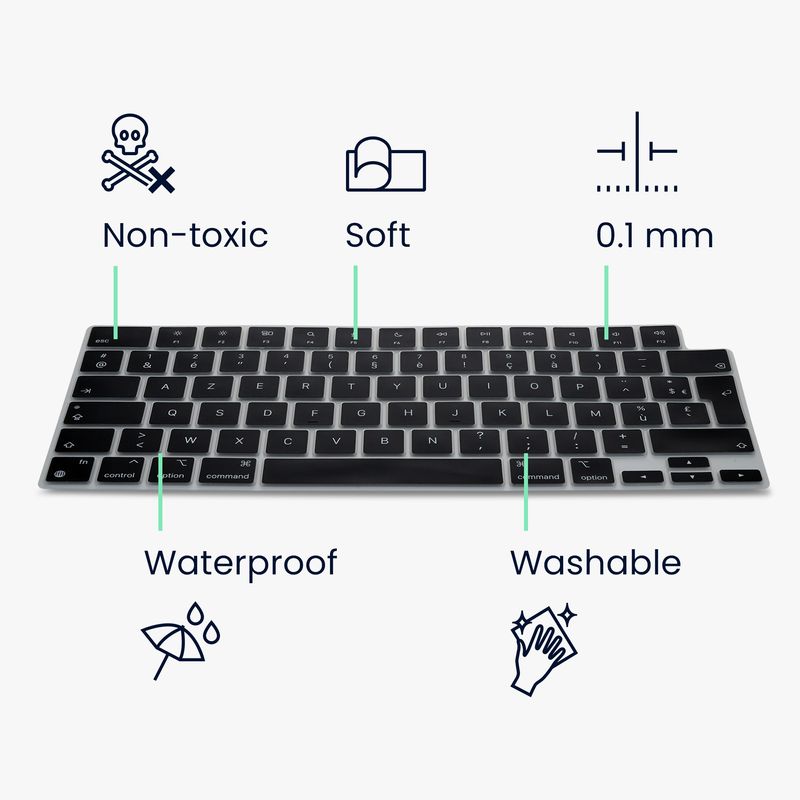 Laptop, Telefoane si Tablete - Laptopuri si accesorii - Piese laptop - Folii protectie si autocolante laptop - Folie tastatura laptop Kwmobile pentru Apple MacBook Air 15.3 M5 2026 (A3448), antizgarieturi, antipraf, silicon, negru - Infinity.ro