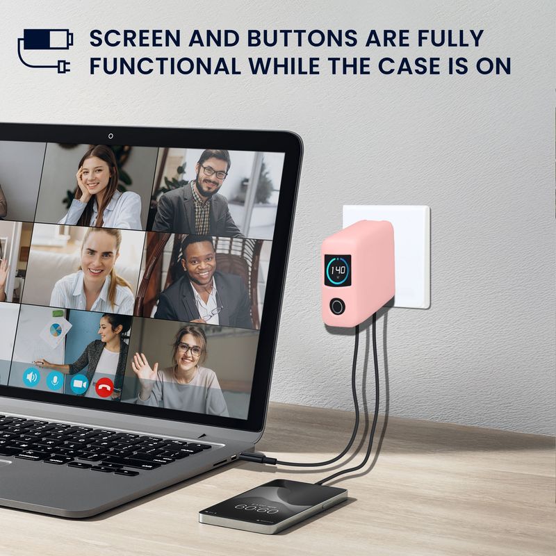 Laptop, Telefoane si Tablete - Telefoane mobile si accesorii - Accesorii Telefoane - Alte accesorii telefoane - Husa protectie Kwmobile pentru incarcator Anker Zolo 140W, silicon, roz, protectie la socuri - Infinity.ro