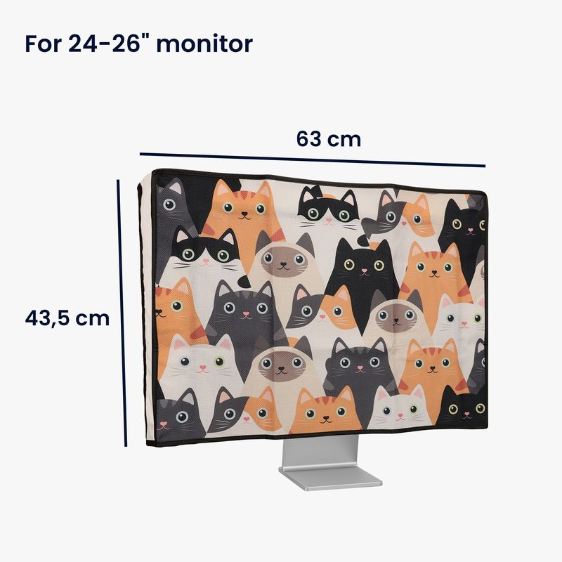 PC, gaming si accesorii - Desktop PC & monitoare - Accesorii monitoare - Husa Kwmobile pentru monitor 24-26 inch, protectie la praf, design pisici, in (panza), multicolor - Infinity.ro