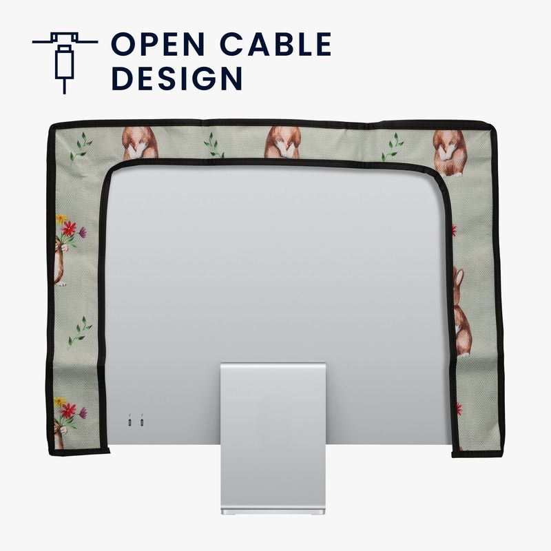 PC, gaming si accesorii - Desktop PC & monitoare - Accesorii monitoare - Husa Kwmobile pentru monitor 24-26 inch, protectie la praf, design cu iepuri, in (panza), multicolor - Infinity.ro